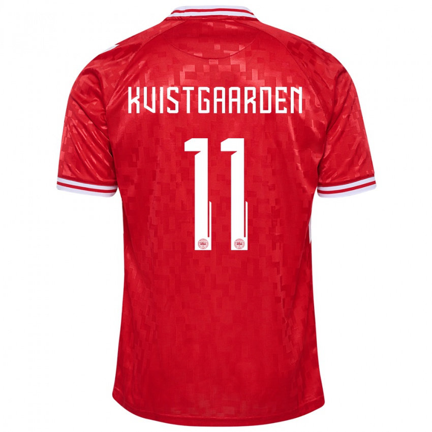 Homem Camisola Dinamarca Mathias Kvistgaarden #11 Vermelho Principal 24-26 Camisa Brasil