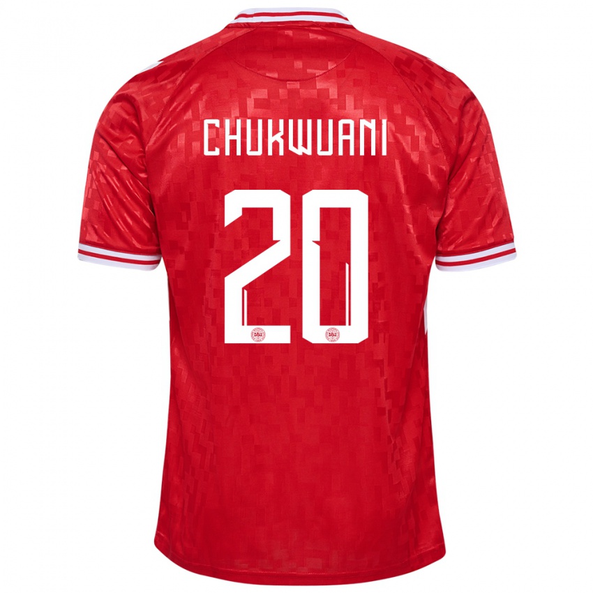 Homem Camisola Dinamarca Tochi Chukwuani #20 Vermelho Principal 24-26 Camisa Brasil
