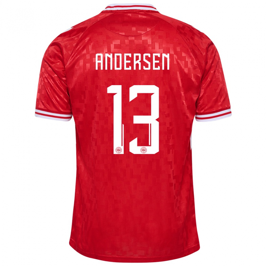 Homem Camisola Dinamarca Frej Andersen #13 Vermelho Principal 24-26 Camisa Brasil
