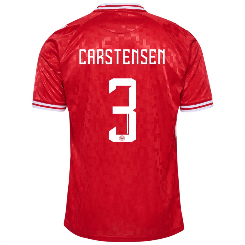 Homem Camisola Dinamarca Rasmus Carstensen #3 Vermelho Principal 24-26 Camisa Brasil
