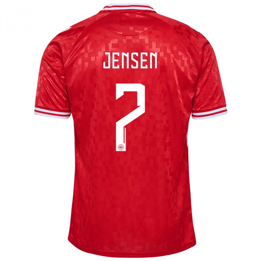 Homem Camisola Dinamarca Victor Jensen #7 Vermelho Principal 24-26 Camisa Brasil