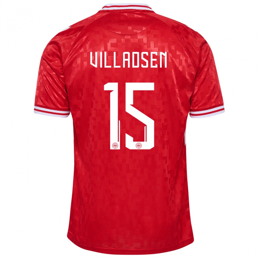 Homem Camisola Dinamarca Oliver Villadsen #15 Vermelho Principal 24-26 Camisa Brasil