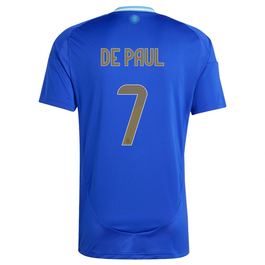Homem Camisola Argentina Rodrigo De Paul #7 Azul Alternativa 24-26 Camisa Brasil