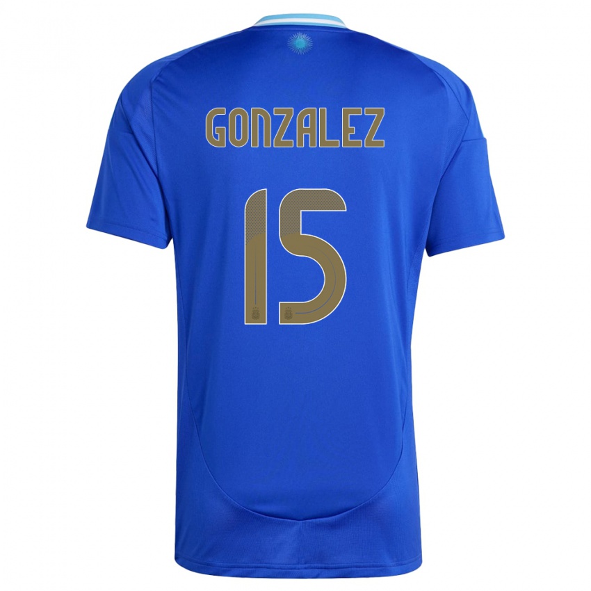 Homem Camisola Argentina Nicolas Gonzalez #15 Azul Alternativa 24-26 Camisa Brasil