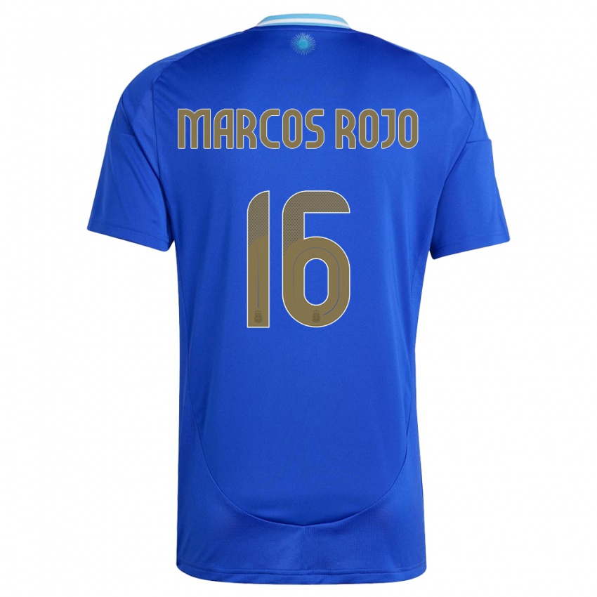 Homem Camisola Argentina Marcos Rojo #16 Azul Alternativa 24-26 Camisa Brasil