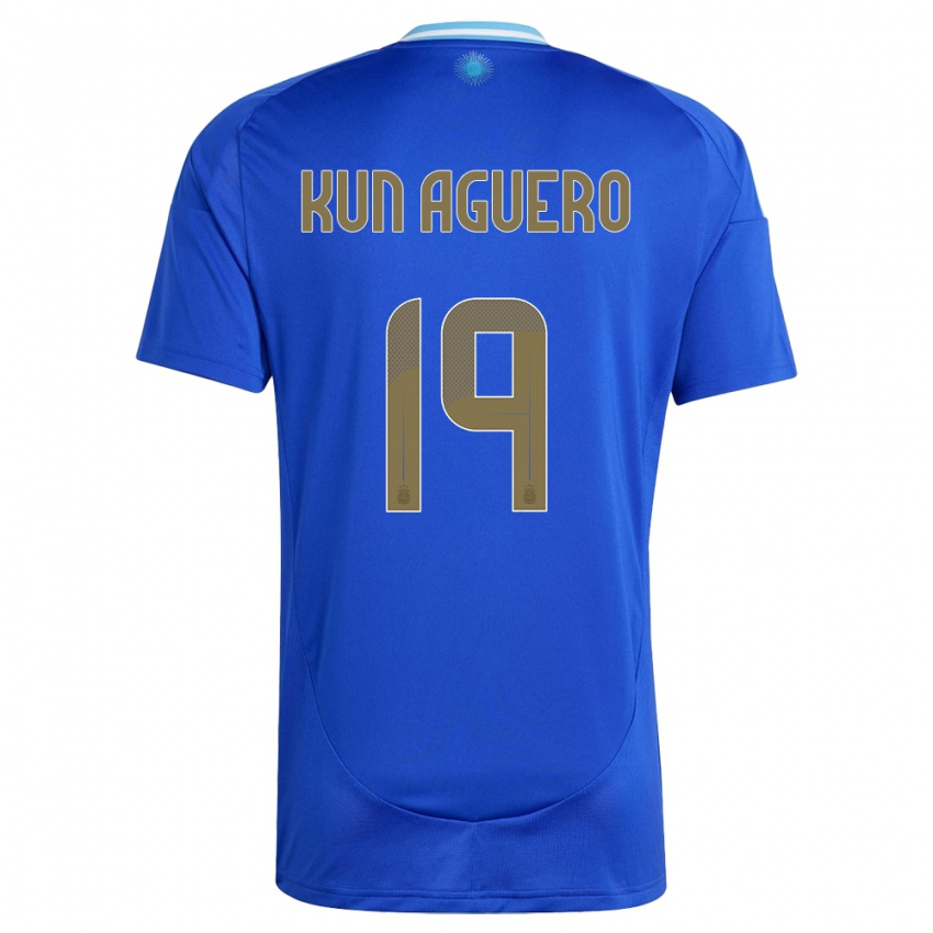 Homem Camisola Argentina Sergio Aguero #19 Azul Alternativa 24-26 Camisa Brasil