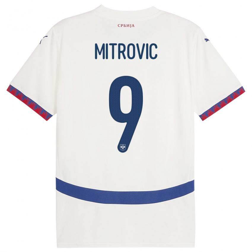Homem Camisola Sérvia Aleksandar Mitrovic #9 Branco Alternativa 24-26 Camisa Brasil