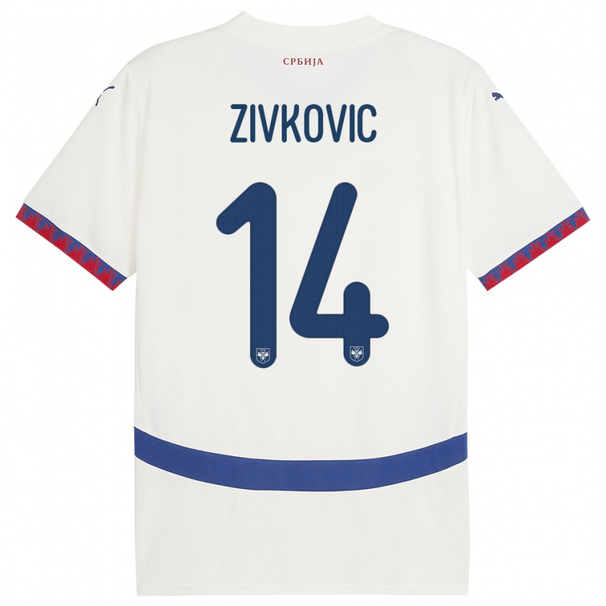 Homem Camisola Sérvia Andrija Zivkovic #14 Branco Alternativa 24-26 Camisa Brasil