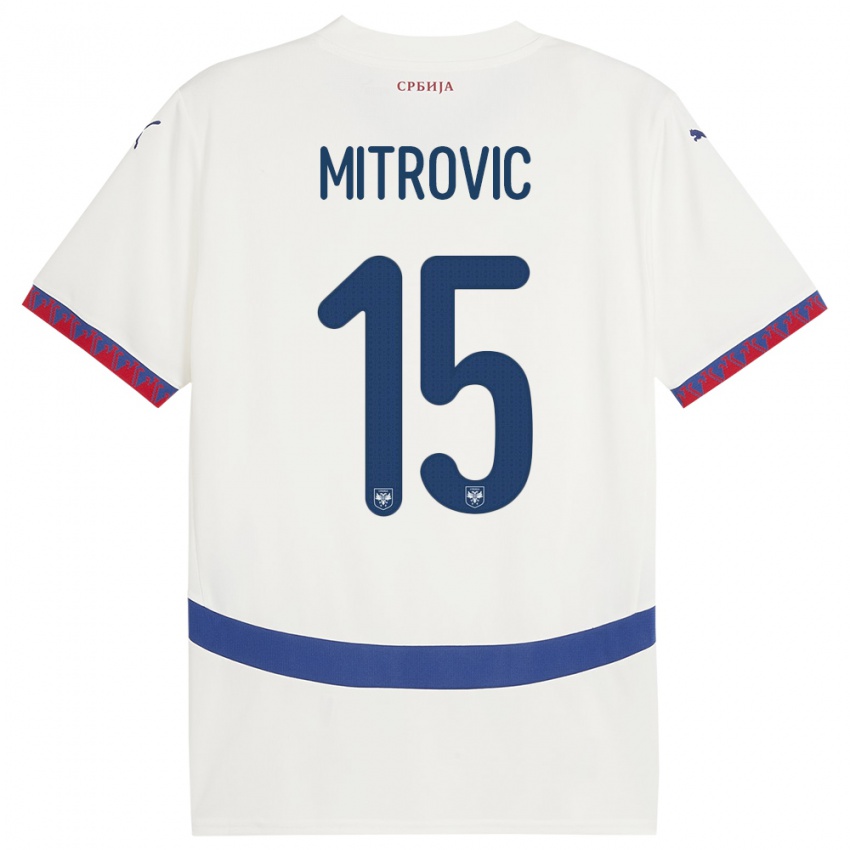 Homem Camisola Sérvia Stefan Mitrovic #15 Branco Alternativa 24-26 Camisa Brasil