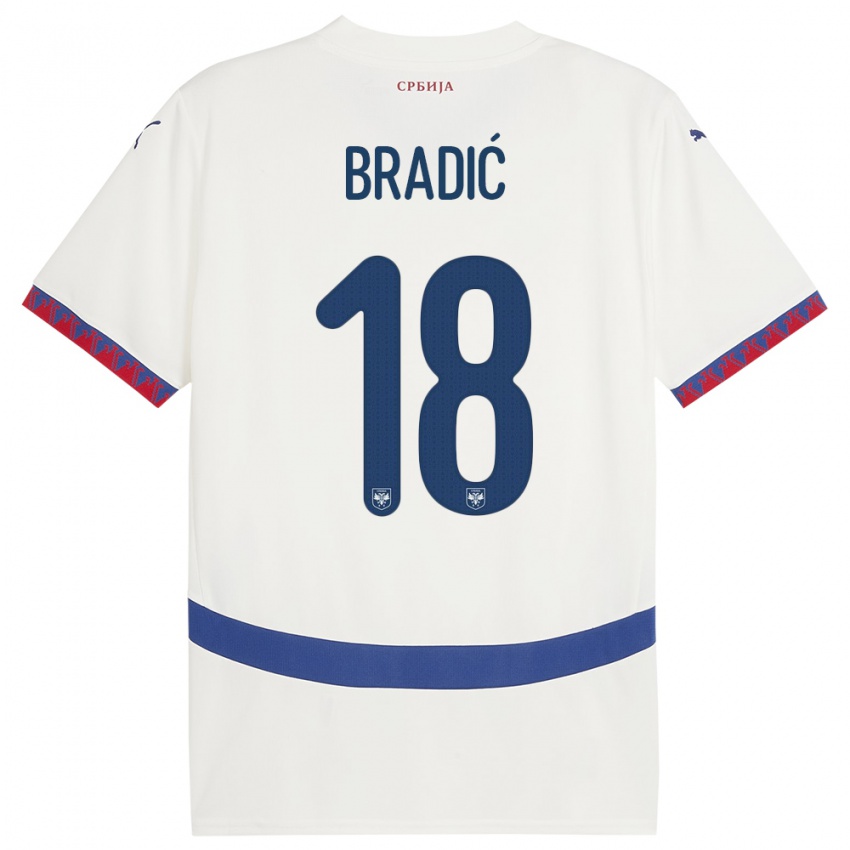Homem Camisola Sérvia Biljana Bradic #18 Branco Alternativa 24-26 Camisa Brasil