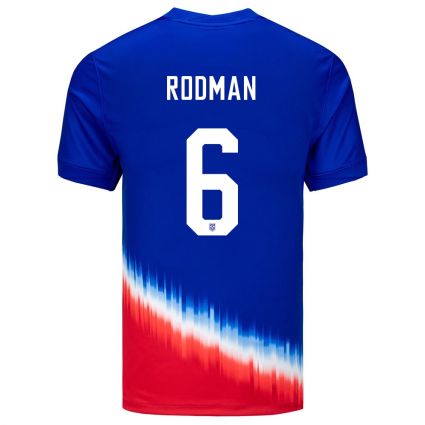 Homem Camisola Estados Unidos Trinity Rodman #6 Azul Alternativa 24-26 Camisa Brasil
