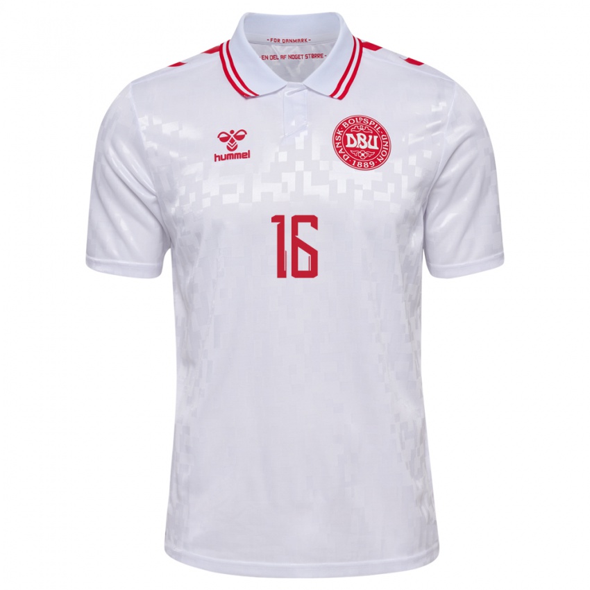Homem Camisola Dinamarca Andreas Jungdal #16 Branco Alternativa 24-26 Camisa Brasil