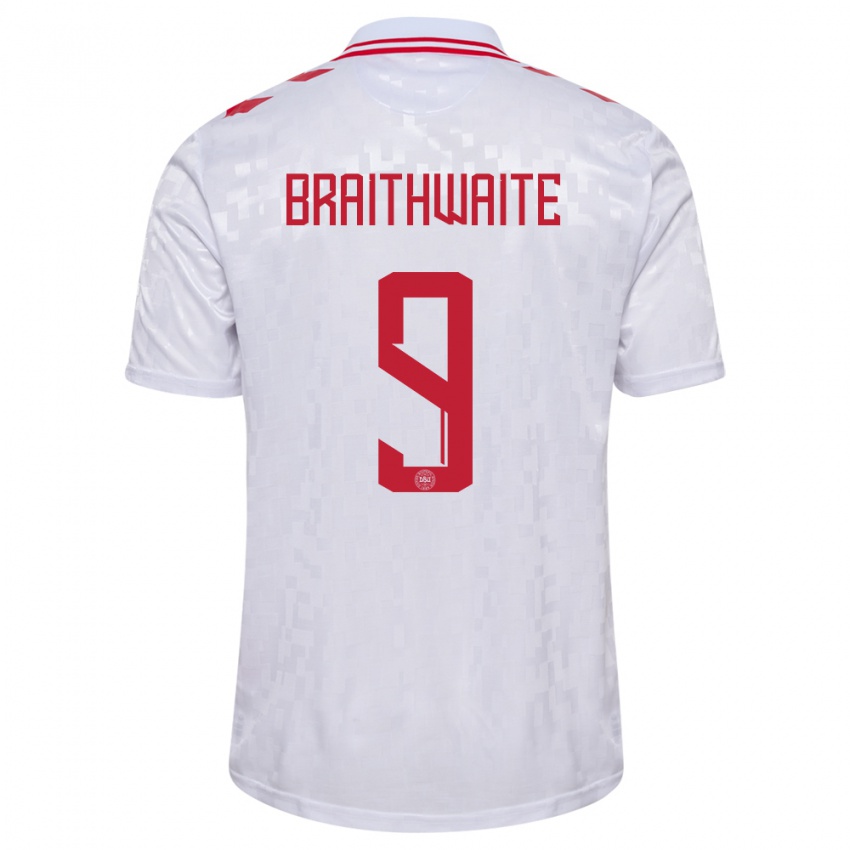 Homem Camisola Dinamarca Martin Braithwaite #9 Branco Alternativa 24-26 Camisa Brasil
