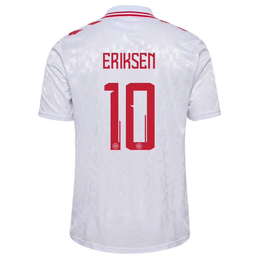 Homem Camisola Dinamarca Christian Eriksen #10 Branco Alternativa 24-26 Camisa Brasil