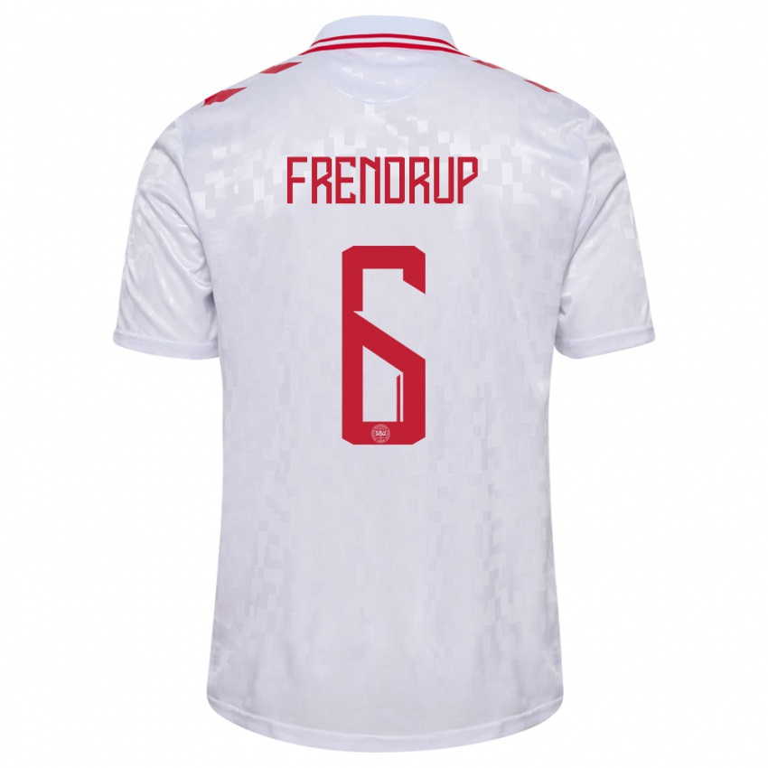Homem Camisola Dinamarca Morten Frendrup #6 Branco Alternativa 24-26 Camisa Brasil