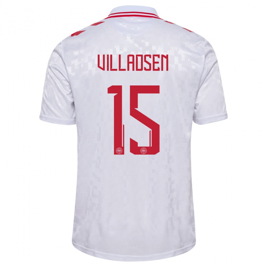 Homem Camisola Dinamarca Oliver Villadsen #15 Branco Alternativa 24-26 Camisa Brasil