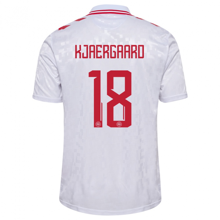 Homem Camisola Dinamarca Maurits Kjaergaard #18 Branco Alternativa 24-26 Camisa Brasil