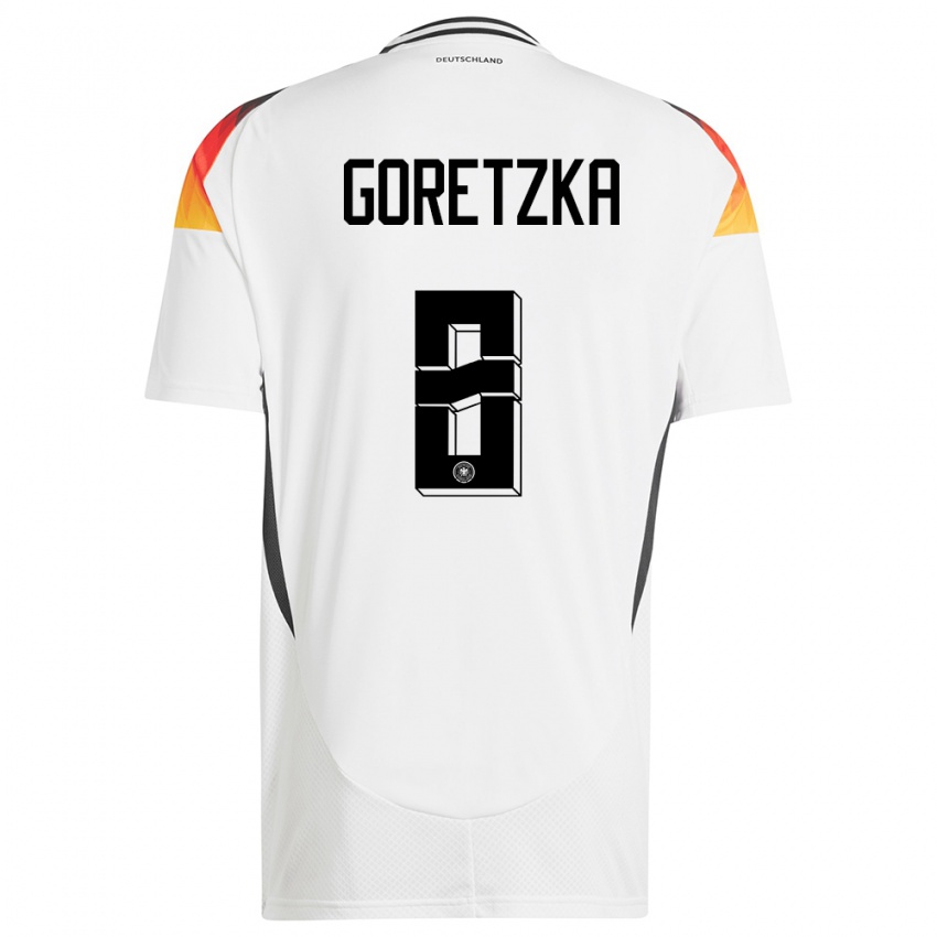 Mulher Camisola Alemanha Leon Goretzka #8 Branco Principal 24-26 Camisa Brasil