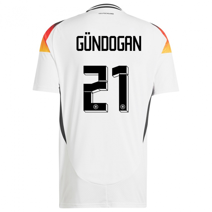 Mulher Camisola Alemanha Ilkay Gundogan #21 Branco Principal 24-26 Camisa Brasil