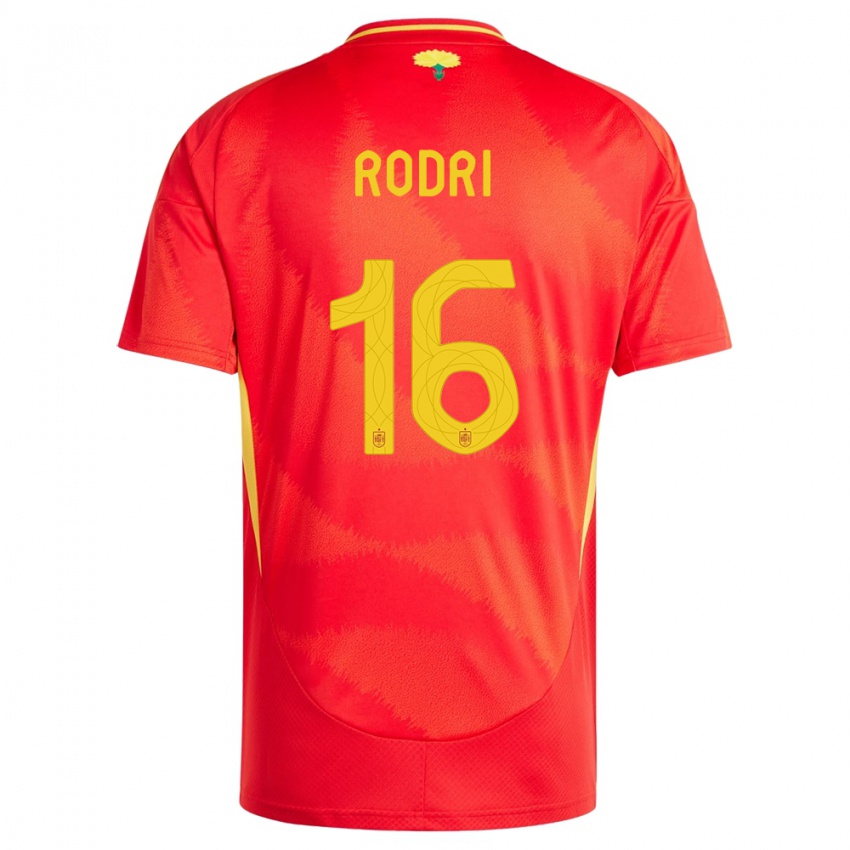 Mulher Camisola Espanha Rodri #16 Vermelho Principal 24-26 Camisa Brasil