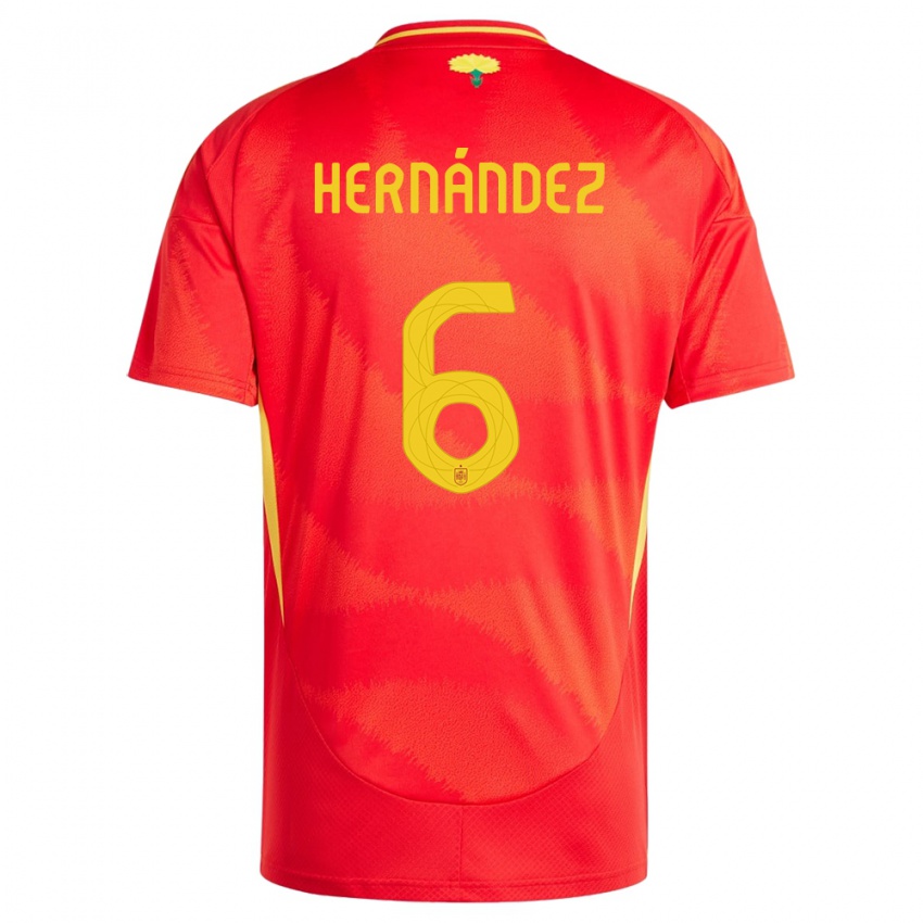 Mulher Camisola Espanha Gerard Hernandez #6 Vermelho Principal 24-26 Camisa Brasil