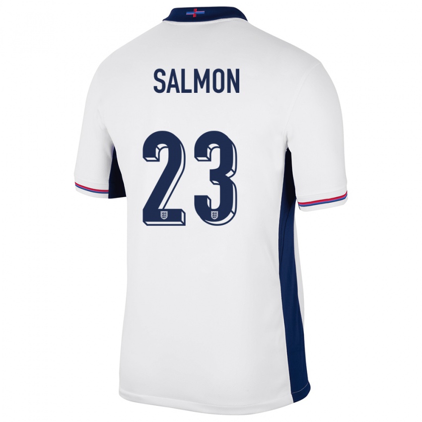 Mulher Camisola Inglaterra Ebony Salmon #23 Branco Principal 24-26 Camisa Brasil