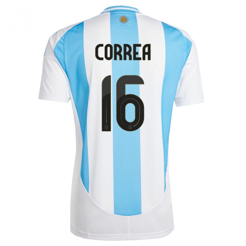 Mulher Camisola Argentina Angel Correa #16 Branco Azul Principal 24-26 Camisa Brasil