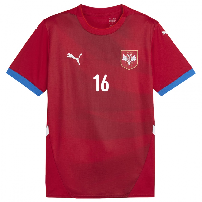 Mulher Camisola Sérvia Sasa Lukic #16 Vermelho Principal 24-26 Camisa Brasil