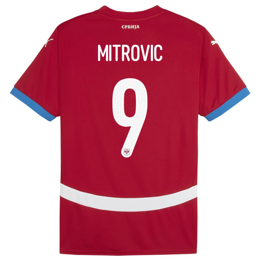 Mulher Camisola Sérvia Aleksandar Mitrovic #9 Vermelho Principal 24-26 Camisa Brasil