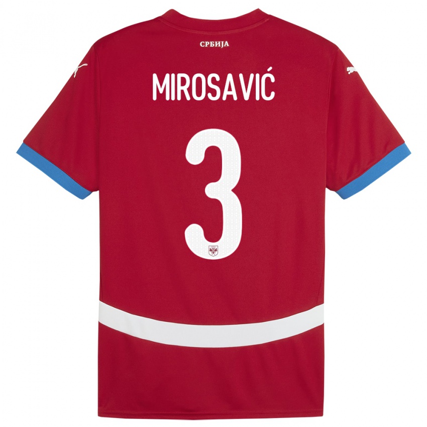 Mulher Camisola Sérvia Veljko Mirosavic #3 Vermelho Principal 24-26 Camisa Brasil