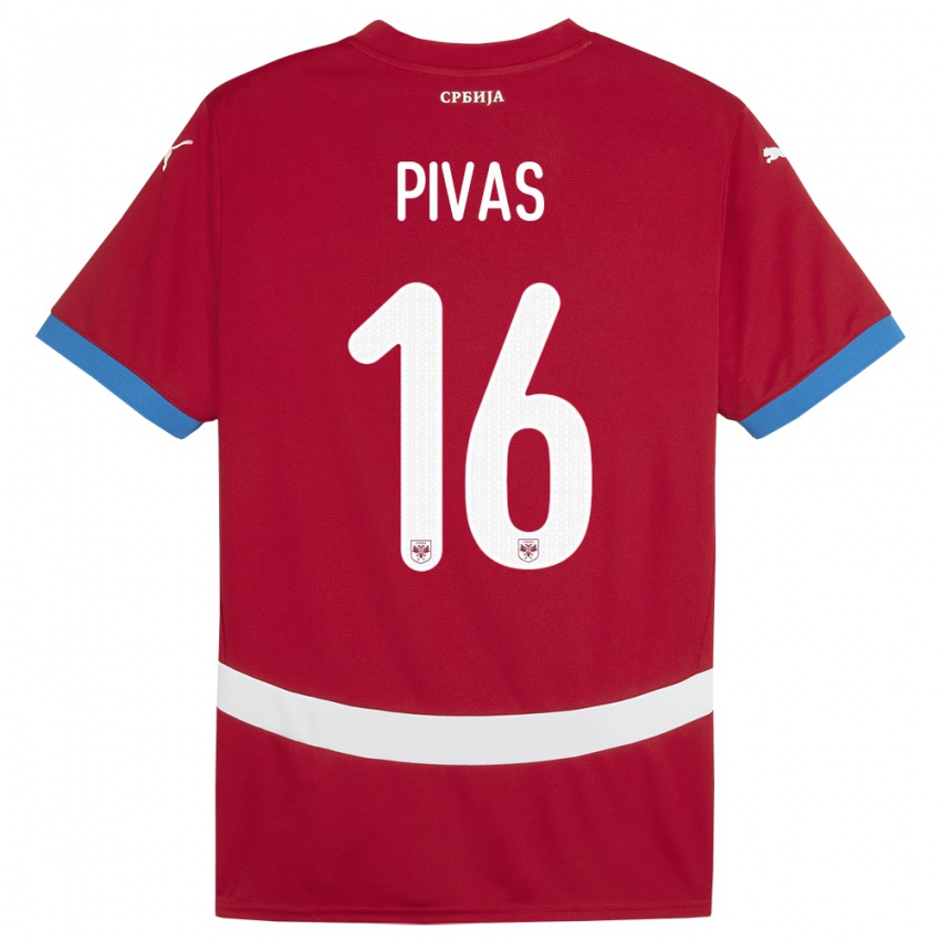 Mulher Camisola Sérvia Miodrag Pivas #16 Vermelho Principal 24-26 Camisa Brasil