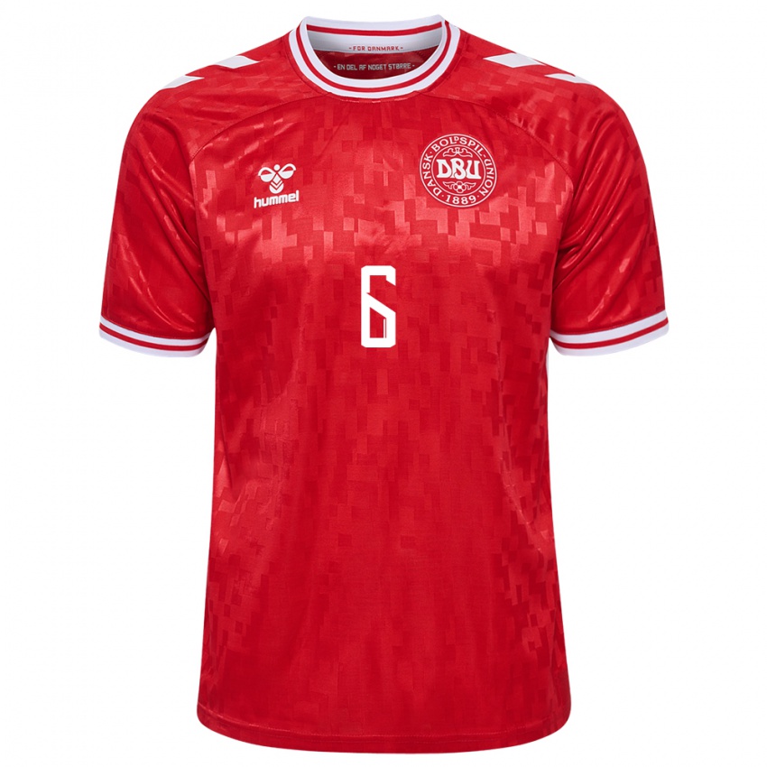 Mulher Camisola Dinamarca William Clem #6 Vermelho Principal 24-26 Camisa Brasil