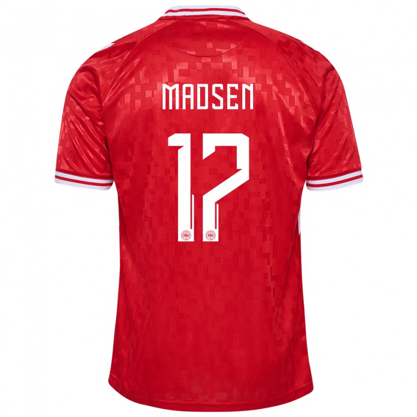 Mulher Camisola Dinamarca Nicolas Madsen #17 Vermelho Principal 24-26 Camisa Brasil