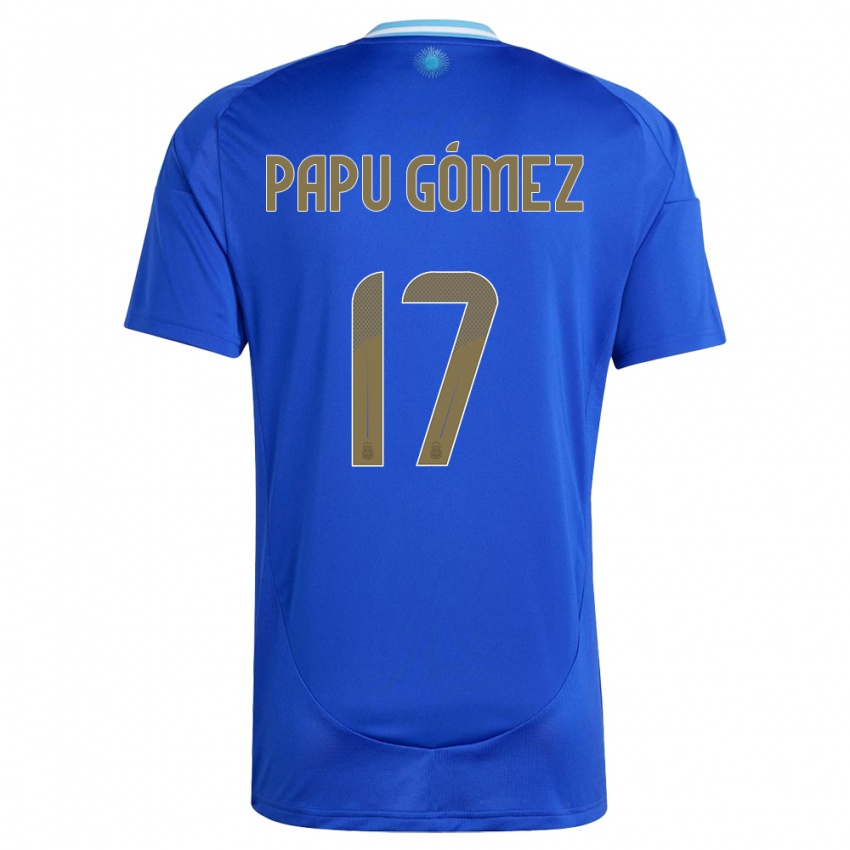 Mulher Camisola Argentina Papu Gomez #17 Azul Alternativa 24-26 Camisa Brasil