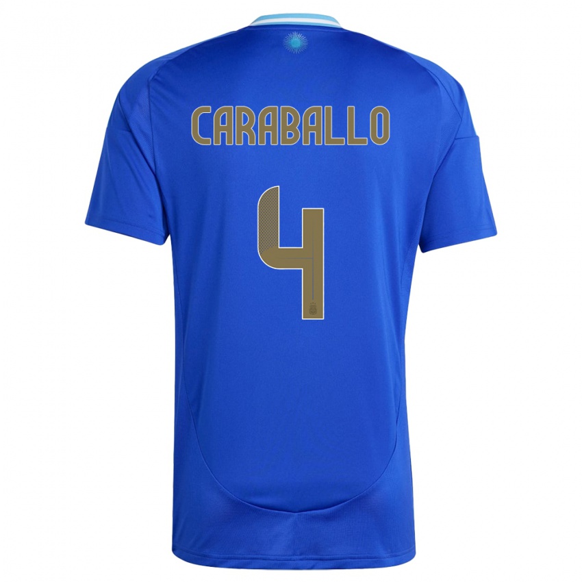 Mulher Camisola Argentina Brian Caraballo #4 Azul Alternativa 24-26 Camisa Brasil