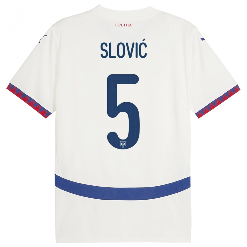 Mulher Camisola Sérvia Violeta Slovic #5 Branco Alternativa 24-26 Camisa Brasil