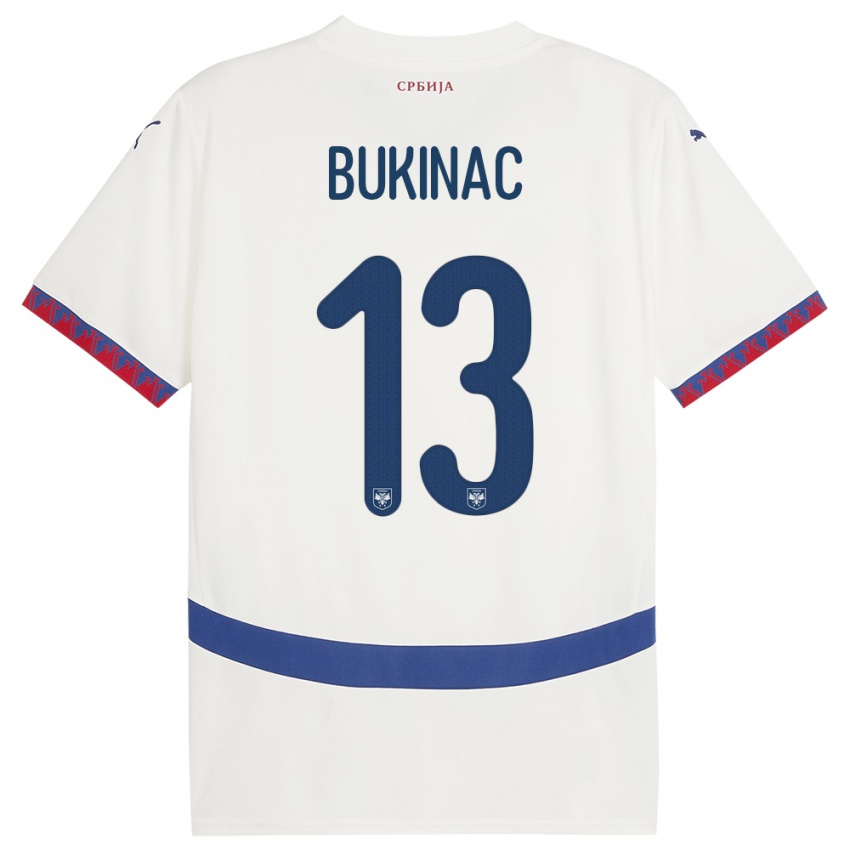 Mulher Camisola Sérvia Stefan Bukinac #13 Branco Alternativa 24-26 Camisa Brasil