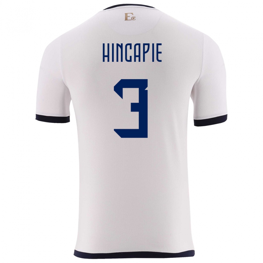 Mulher Camisola Equador Piero Hincapie #3 Branco Alternativa 24-26 Camisa Brasil