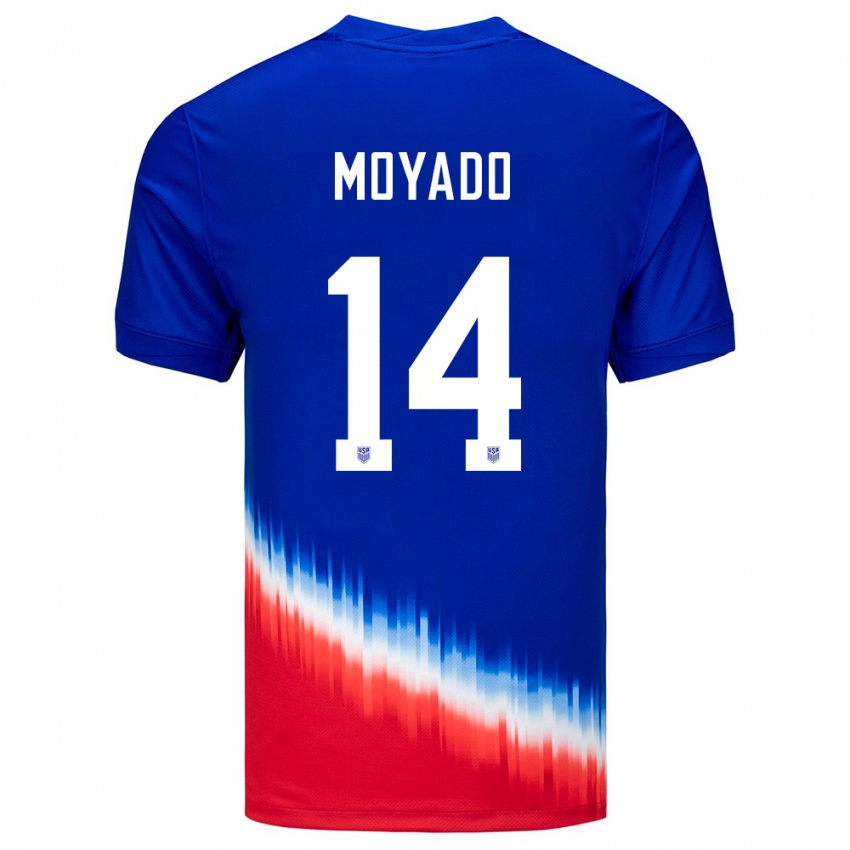 Mulher Camisola Estados Unidos Bryan Moyado #14 Azul Alternativa 24-26 Camisa Brasil