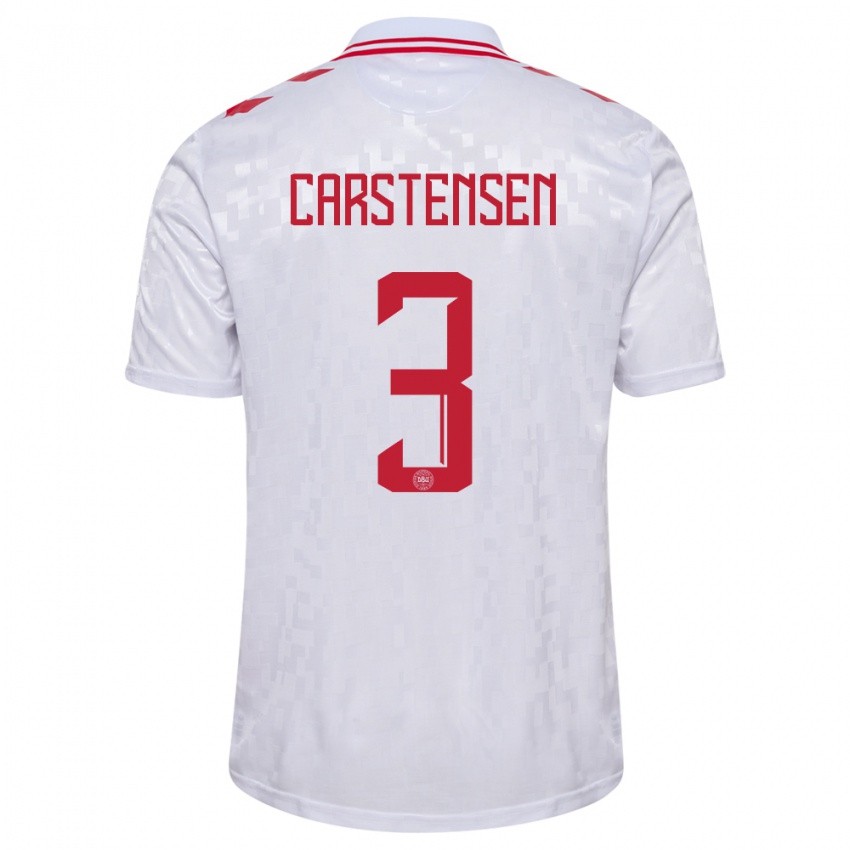 Mulher Camisola Dinamarca Rasmus Carstensen #3 Branco Alternativa 24-26 Camisa Brasil