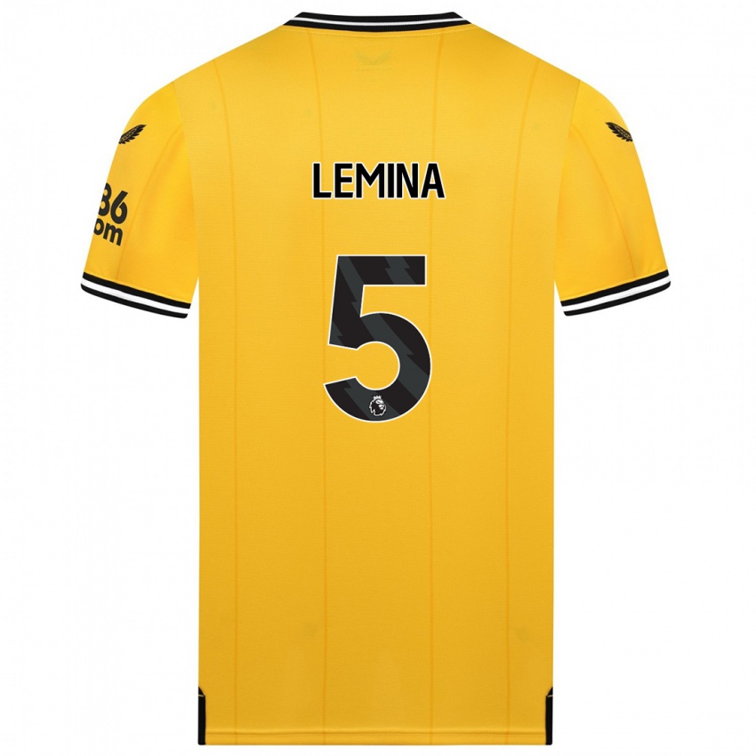 Criança Camisola Mario Lemina #5 Amarelo Principal 2023/24 Camisa Brasil
