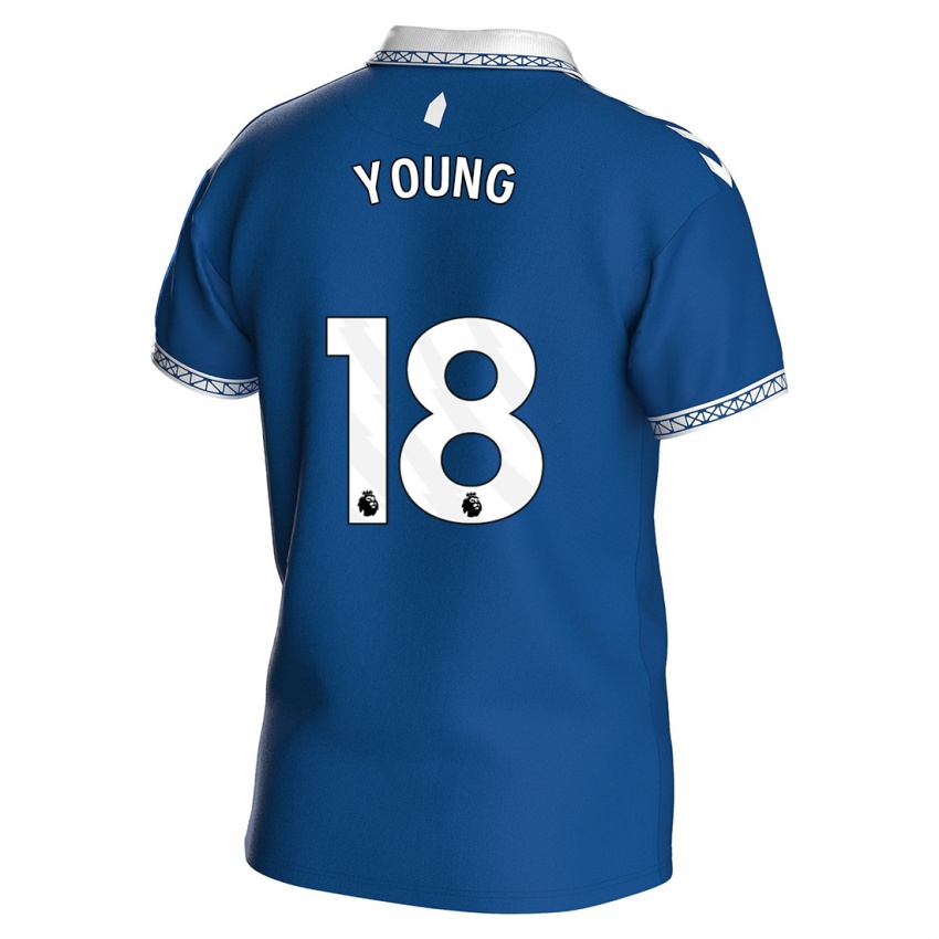 Criança Camisola Ashley Young #18 Azul Real Principal 2023/24 Camisa Brasil