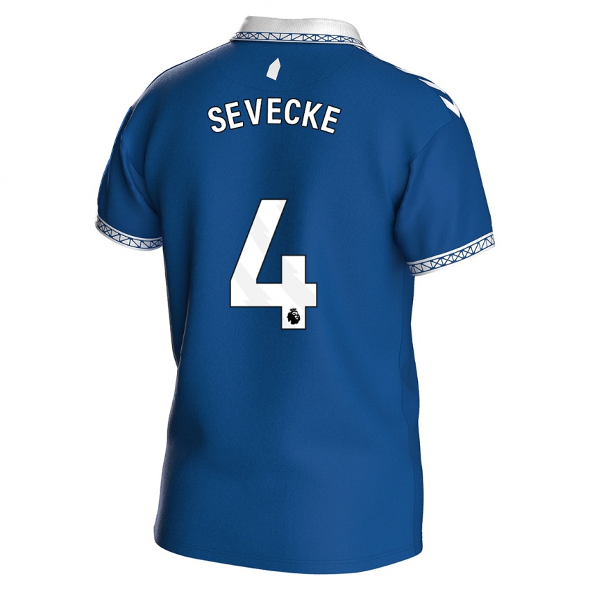 Criança Camisola Rikke Sevecke #4 Azul Real Principal 2023/24 Camisa Brasil