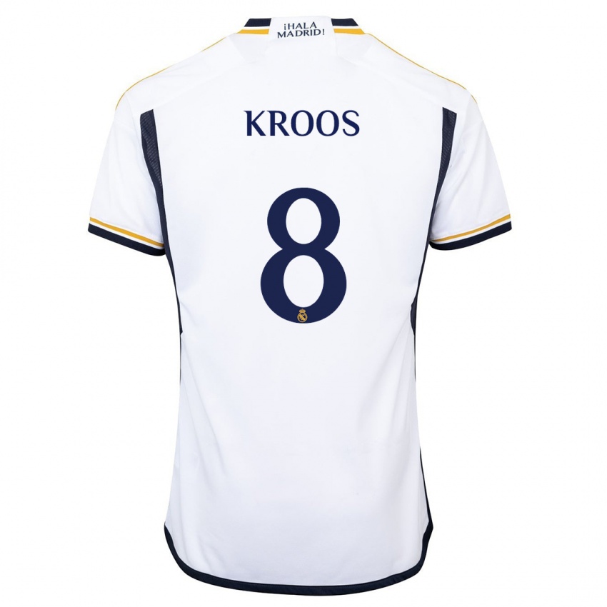 Criança Camisola Toni Kroos #8 Branco Principal 2023/24 Camisa Brasil
