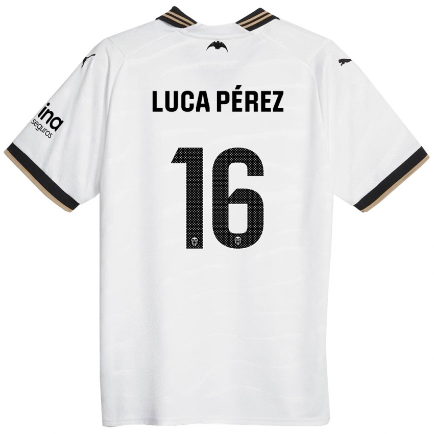 Criança Camisola Simón Luca Pérez #16 Branco Principal 2023/24 Camisa Brasil