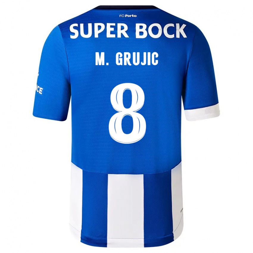 Criança Camisola Marko Grujic #8 Branco Azulado Principal 2023/24 Camisa Brasil