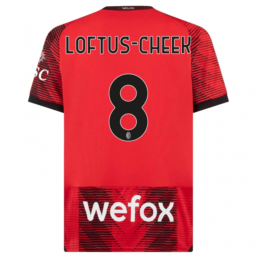 Criança Camisola Ruben Loftus-Cheek #8 Vermelho Preto Principal 2023/24 Camisa Brasil