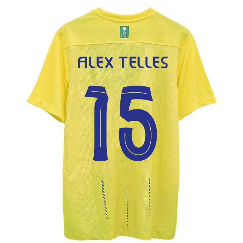 Criança Camisola Alex Telles #15 Amarelo Principal 2023/24 Camisa Brasil