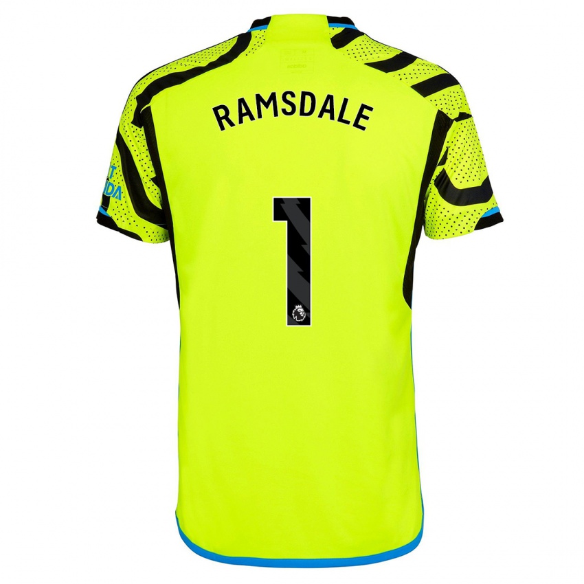 Criança Camisola Aaron Ramsdale #1 Amarelo Alternativa 2023/24 Camisa Brasil