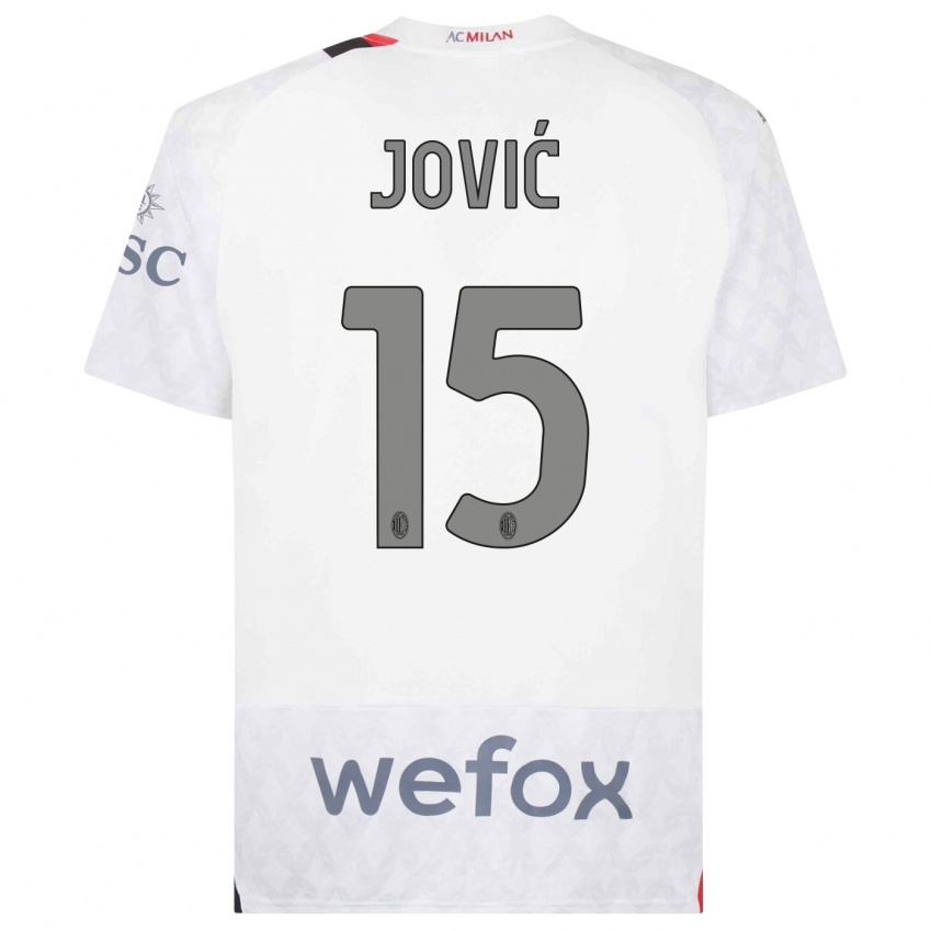 Criança Camisola Luka Jovic #15 Branco Alternativa 2023/24 Camisa Brasil